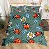Cute Ladybug Duvet Cover Twin Queen Cartoon Animal Ladybird Insect Bedding Set Kawaii Wildlife Love Heart Print Comforter Cover