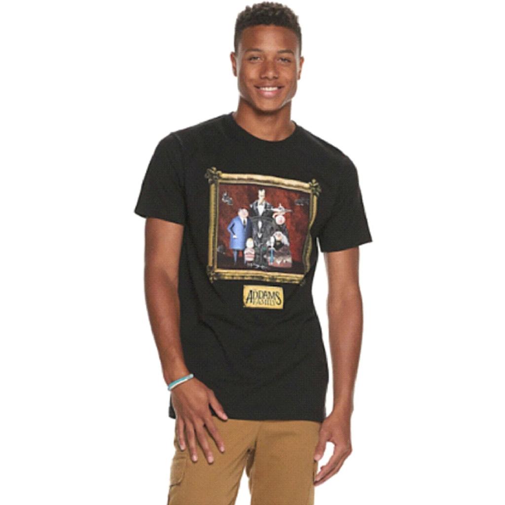 The Addams Family Portrait Men's Black T-shirt - (Size: Large) - NWT