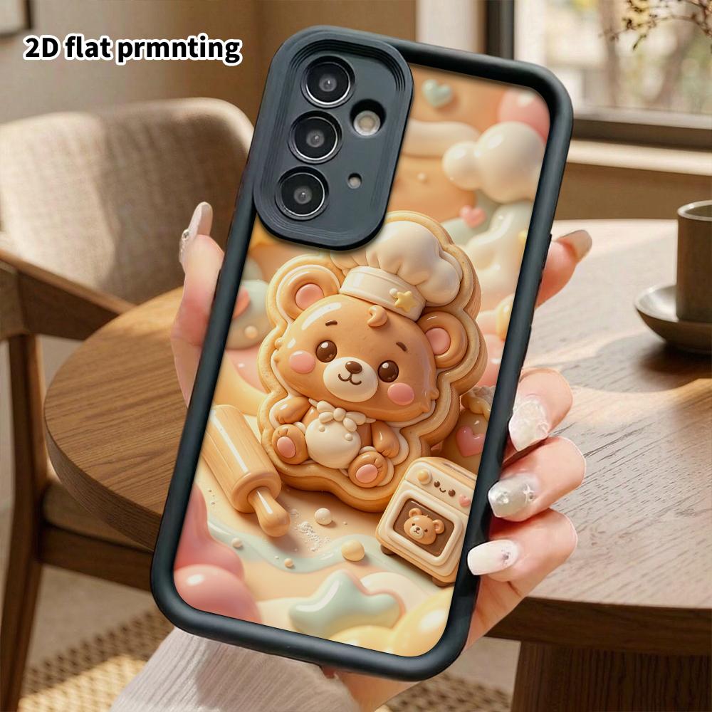 Phone case: 2D flat, suitable for Samsung Galaxy A34 A35 M05 M06 S20 S22 S21 FE Plus 5G protective case, little bear cookies, perfect Christmas and Ha