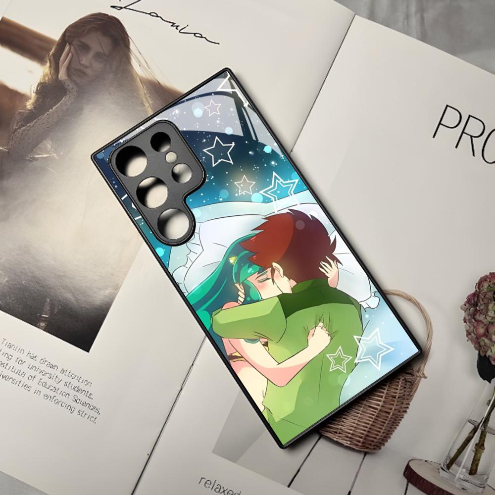 Чехол для телефона с аниме Urusei Yatsura для Samsung Galaxy S24 S23 S22 S20 A24 A54 S21 A34 A53 Note20 M54 Fe Ultra Plus Черный Стеклянная Крышка
