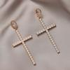 Zircon Crystal Cross Earrings Gothic Ear Accessory Personalized Crucifix Dangle Earring  Gift