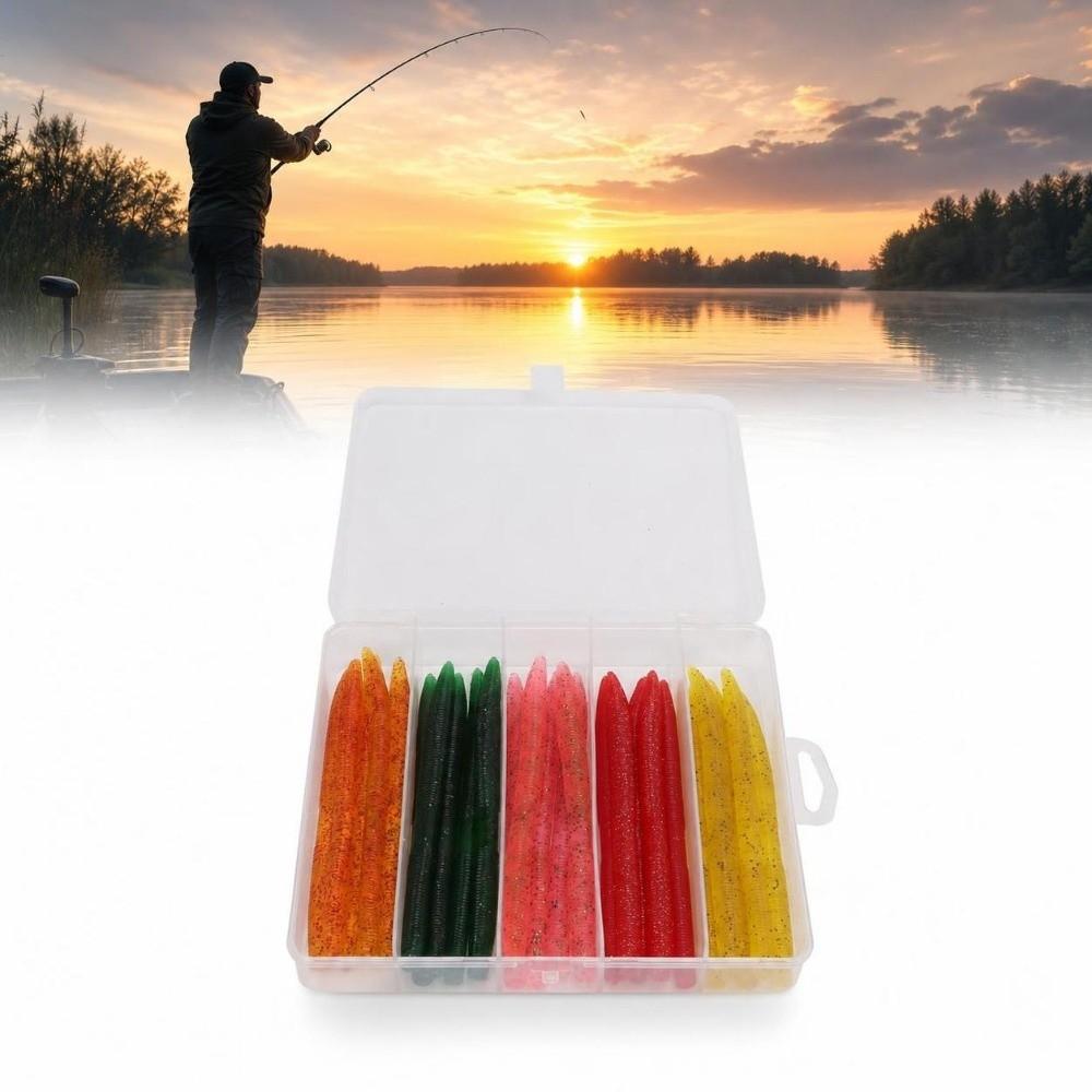 with Reflective Sequins Worm Baits PVC Fishing Lures Durable Artificial Bait For Perch Fishing