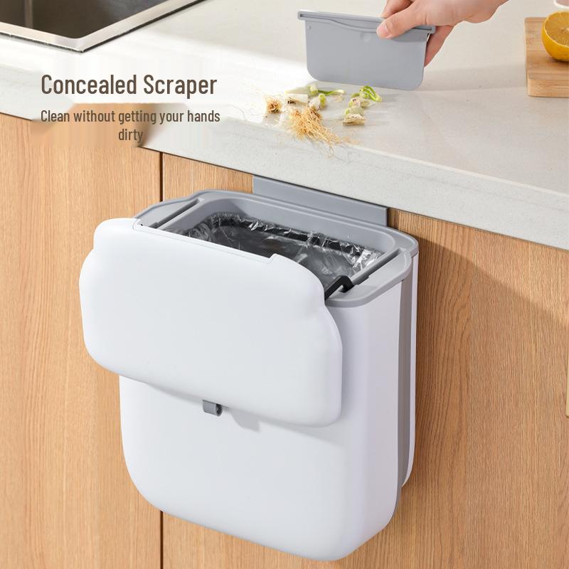 Складное кухонное мусорное ведро - Подвесное на дверцу шкафа и настенное с выдвижной крышкой для хранения бытовых отходов и гигиены