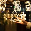 1Pcs Christmas LED String Light Sucker Christmas Tree Pendant Window Ornaments  Snowflake Santa Bells Fawn Pentagram