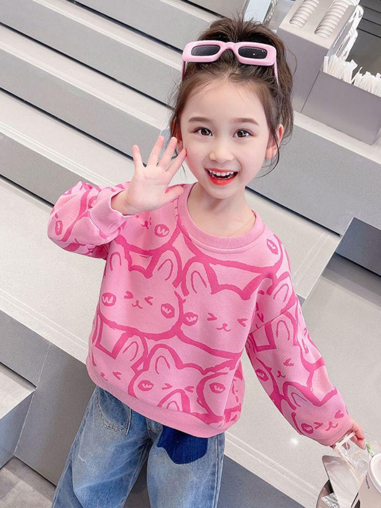 Girls Spring Autumn Stylish Loose Long Sleeve Sweatshirt Top