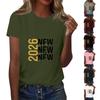 Women's Fashion 2026 New Year Printed Round Neck Short Sleeve Top