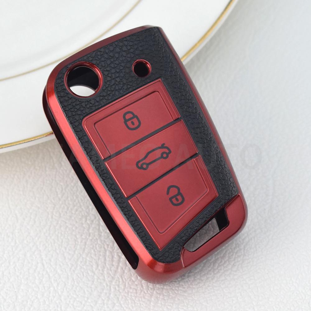 Кожаный чехол для ключей из ТПУ с дистанционным управлением для VW Volkswagen Golf 7 MK7 Tiguan MK2 SEAT Ateca Leon FR 2 Ibiza Skoda Octavia A7