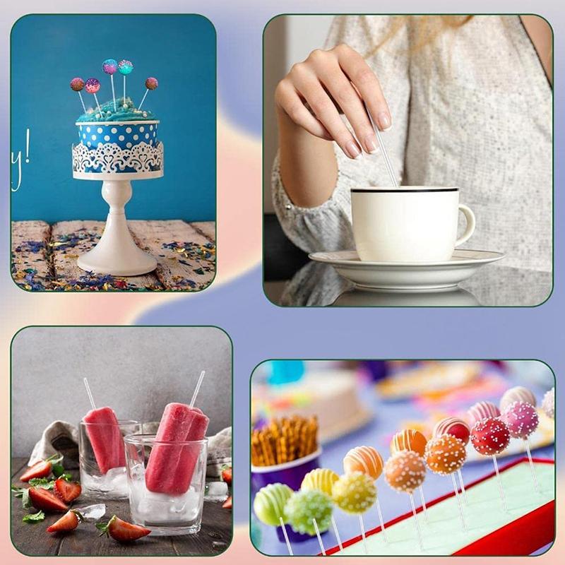 100 шт. Кухня Столовая Бар Акриловые палочки для леденцов Прозрачные палочки для кейк-поп