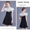 Women Party Mesh Cape Lace Shawl Fake Collar Shrug Wraps Ruffle Hollow Out Dresses Elegant Lady