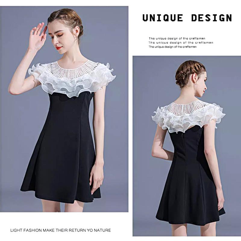 Women Party Mesh Cape Lace Shawl Fake Collar Shrug Wraps Ruffle Hollow Out Dresses Elegant Lady