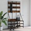 Clothes Rack with Shoe Shelf Smoked Oak 100x40x184 cm