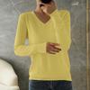 Women's Fashion Loose Knit Sweater Bottom Shirt V-Neck Pullover Long Sleeve Solid Color Top
