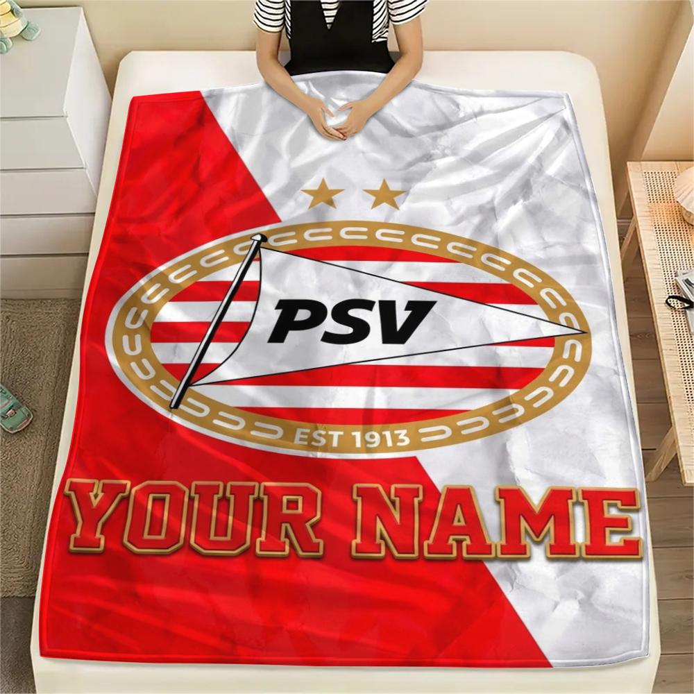 1PC Custom Name PSV Eindhoven Patterned Flannel Blanket Suitable For All Seasons for Home Decor Warmth and Comfort Gifts Holiday Present