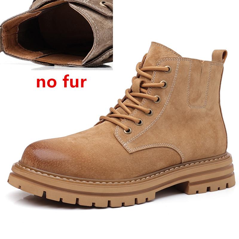 Мужские ботинки из коровьей замши, повседневные высокие зимние ботинки, мужская обувь, меховые, плюшевые, теплые, мотоциклетные ботинки Zapatos Hombre