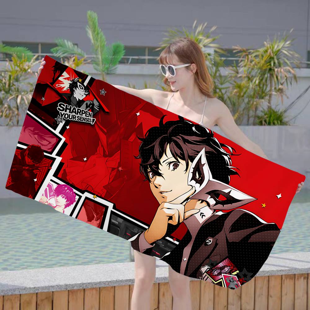 Горячая Видеоигра P-Persona 5 Аниме Пляжное Полотенце для Купания Мягкое Впитывающее Салфетка Детские Подарки для Детей Путешествия Кемпинг Тренажерный Зал