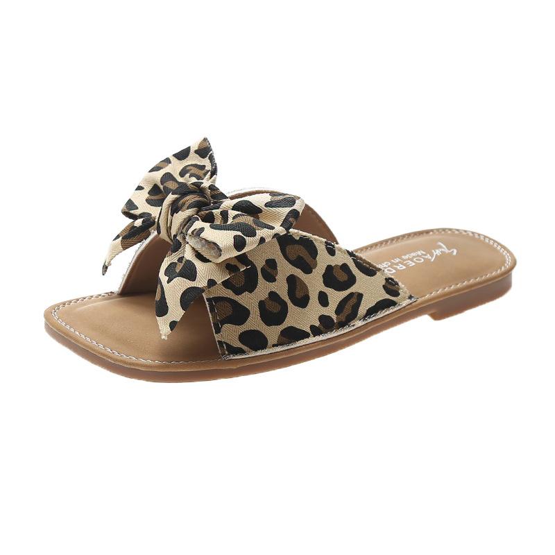 Новые женские летние модные фанерные тапочки с галстуком-бабочкой, милые нескользящие сандалии с плоской подошвой