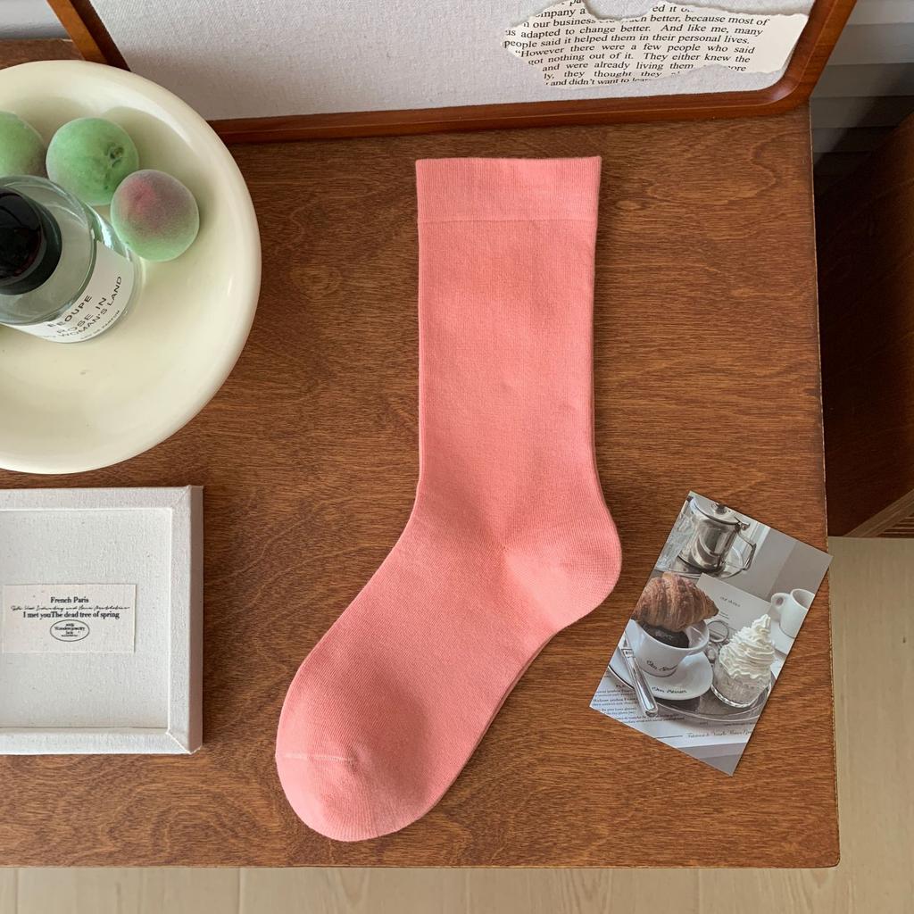 1/5/10 Pairs of Women's Mid-tube Socks Solid Color Casual Socks Cotton Socks