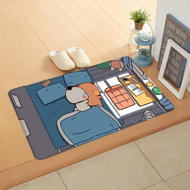 Door Mats Interior Foot Rug Welcome Floor Mat for Entryway Cute BuBu DuDu Bear Hallway Carpet Kitchen Rugs Fluffy Home Decor