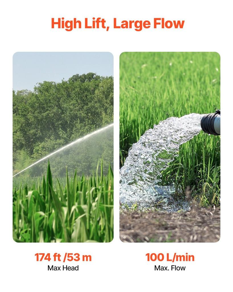 550W Deep Well Submersible Pump Stainless Steel Water Pump 174ft 100L/min