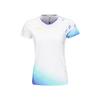 Li Ning Badminton Series Quick-Dry V-Neck Casual Letter Brand Logo Short Sleeve T-Shirt Women T-Shirt White AAYV030-1