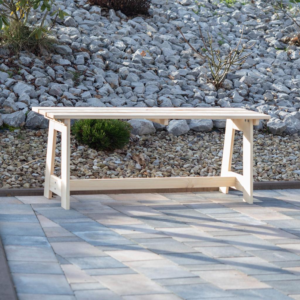 KADAX Садовая деревянная парковая скамейка без спинки 119 см Скамейка для террасы Прочная