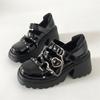 Fashion New Chain Heart Buckle Lolita Shoes Female Black Thick Sole Mary Jane Shoes Women's Fashion Platform Wedges Gothic Punk Shoes