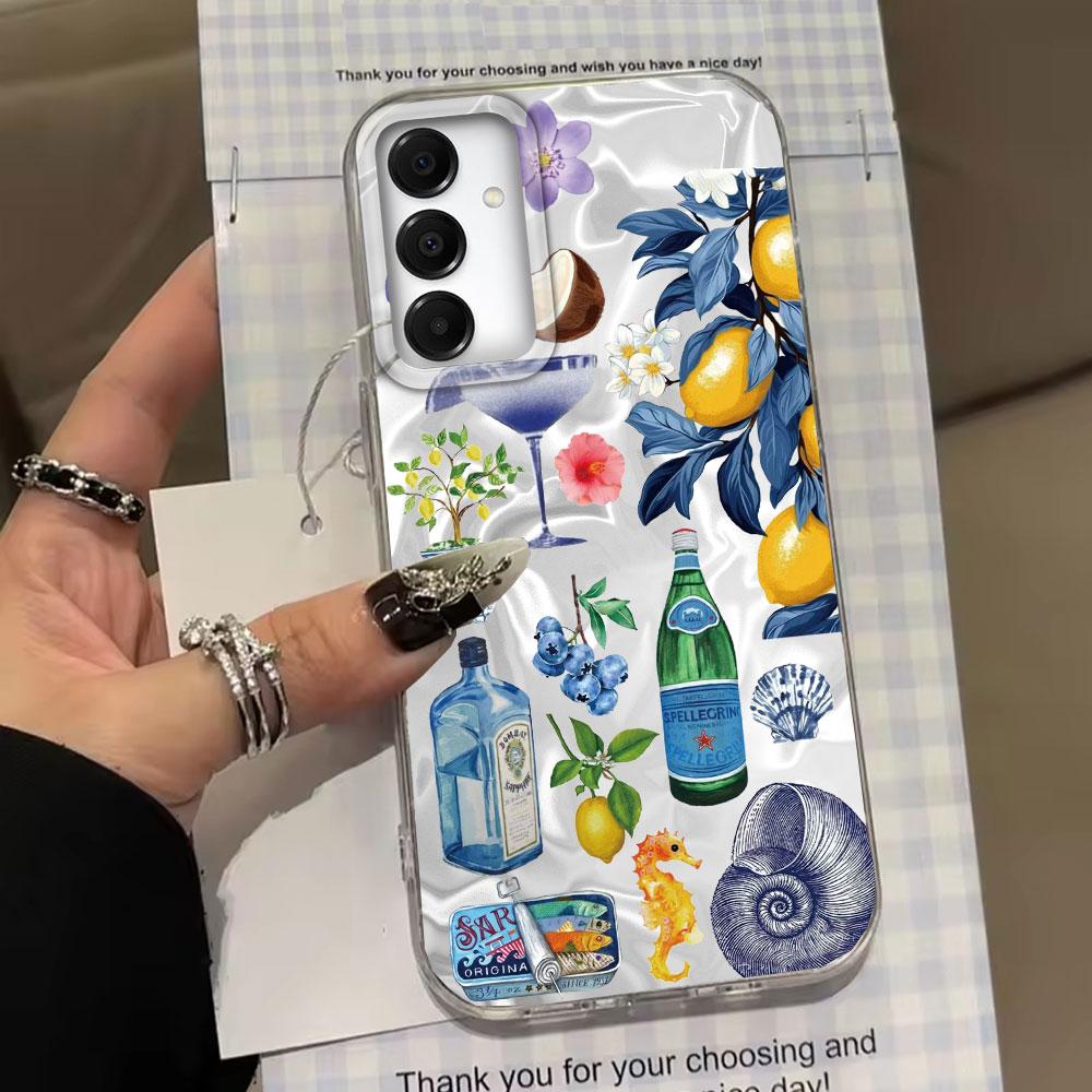 Винный лимонный чехол для телефона с морским пейзажем для Samsung Galaxy A55 A07 A17 A56 A36 A26 A16 A53 A06 A14 A24 A34 A54 A15 A25 A35