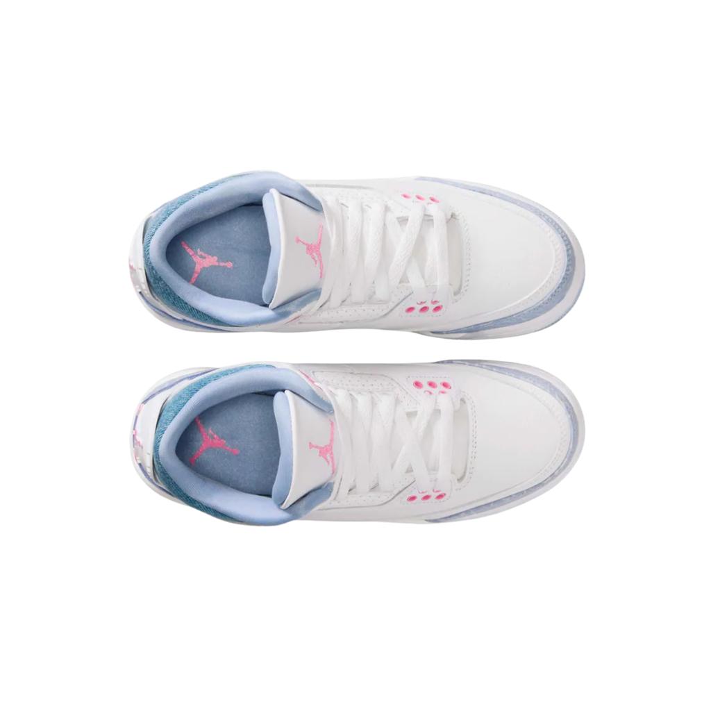 Кроссовки Air Jordan 3 Retro GS Белые Cobalt Bliss Детские Розовое сияние Футбольно-серый HQ0784-101
