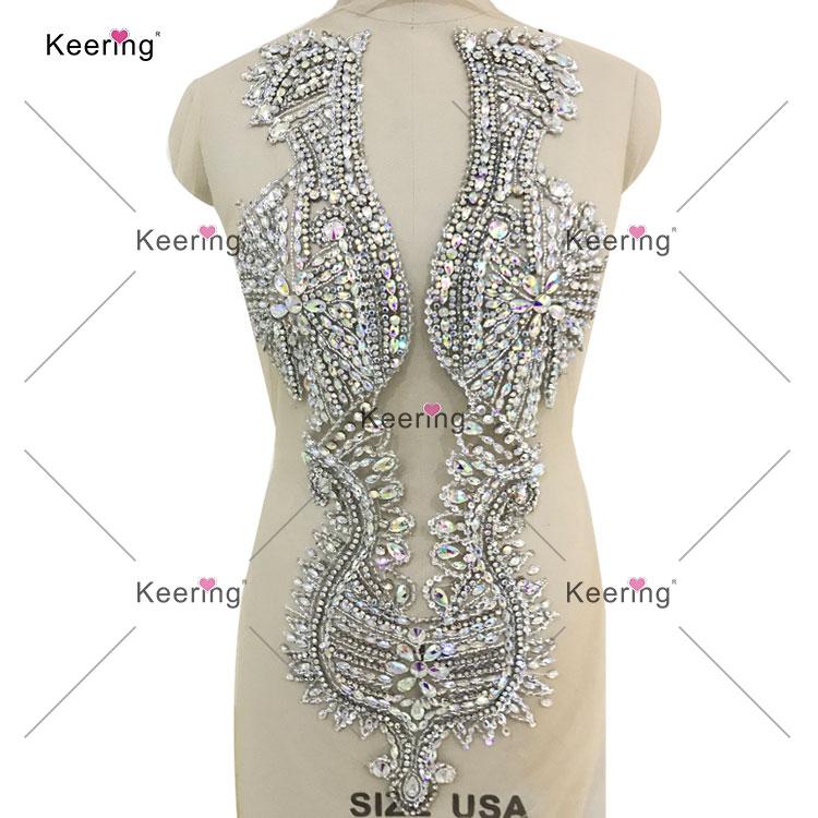 Gold Bodice Rhinestone Applique Patch for Mermaid Wedding Dress WDP-148