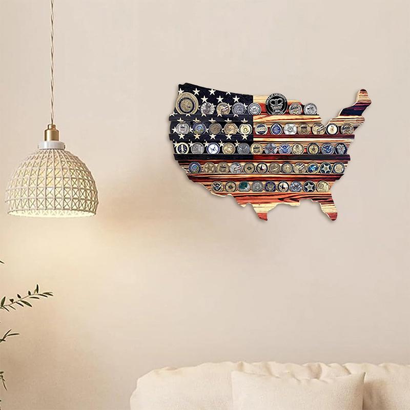 Деревянная Америка Флаг США Вызов Монета Дисплей США. Стенд с военными монетами, на котором выставлены коллекционные деревянные армейские монеты