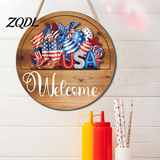 Interchangeable Seasonal Decorations Welcome Sign for Front Door, 12 Inch Round Wood Hanging Housewarming Gift For New Home with 15/16 Holiday