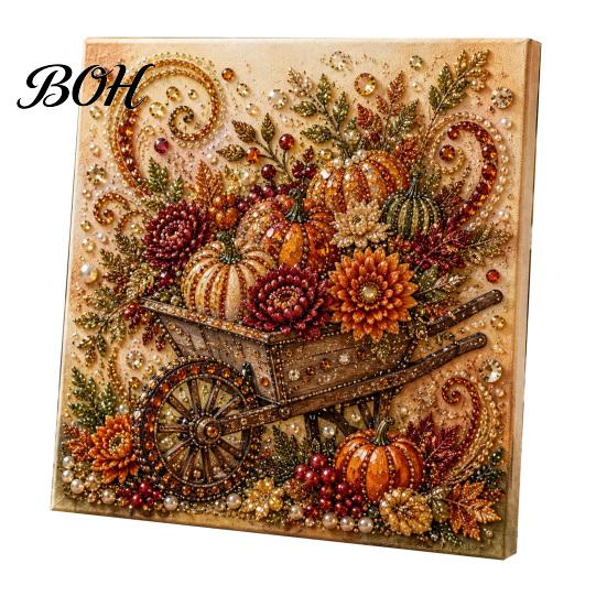 Relaxing Stress Relief Hobbies Autumn Faux Pearl Painting Kit, Fall Theme Art DIY Kit for Craft Sets Adults Adults, Fox Pumpkin 3D Set Thanksgiving