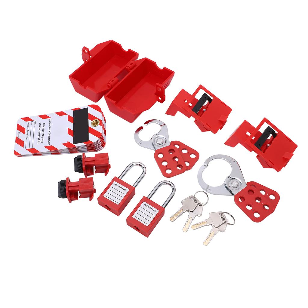 Electrical Lockout Tagout Kit with Circuit Breaker Lock Hasps Loto Tags Safety Padlocks Keys for
