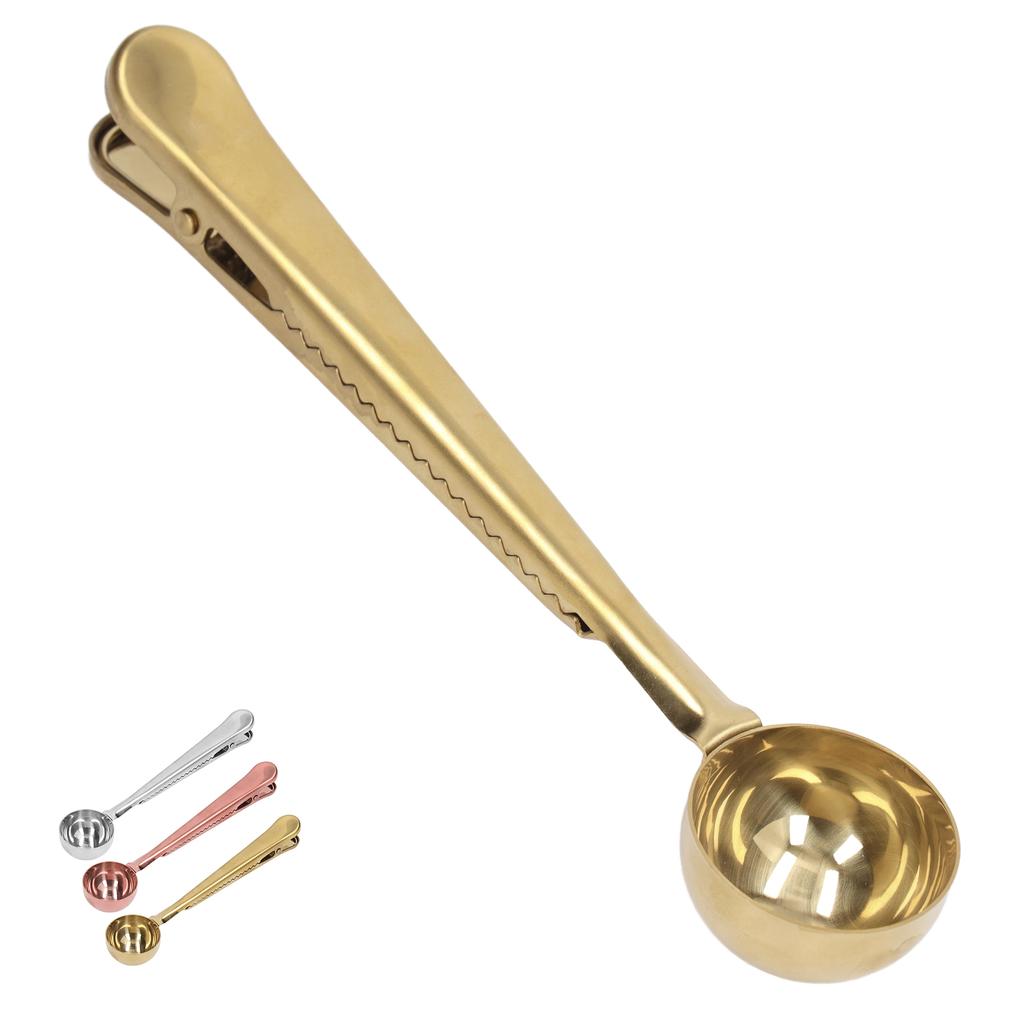 Coffee Spoon Sealing Clip 2 In 1 Stainless Steel Tight Sealing Deepen Design Convenient Practical Co