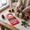Festive Door Hanger Christmas Sign with Here Text Stop Santa Please Wooden Holiday Party Supplies