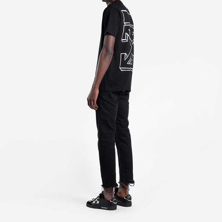 OFF WHITE Узкий крой 3D Графический принт Маркер Футболка OMAA027E181850241001