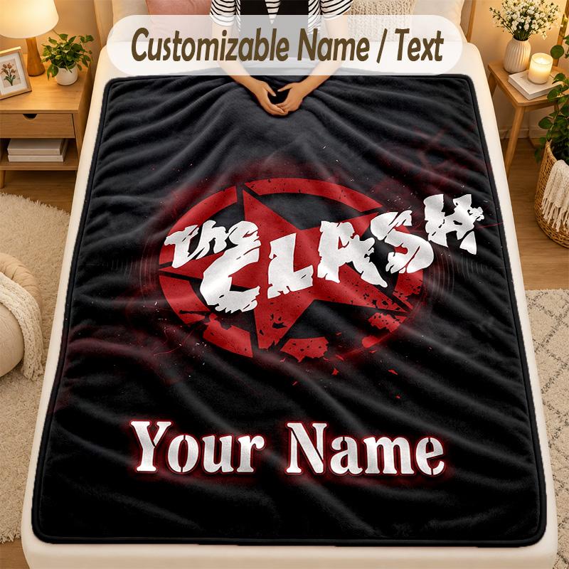 Flannel BlanketThe Clash Custom Name Text Personalized Soft Warm Throw Blanket Home Decor Gift