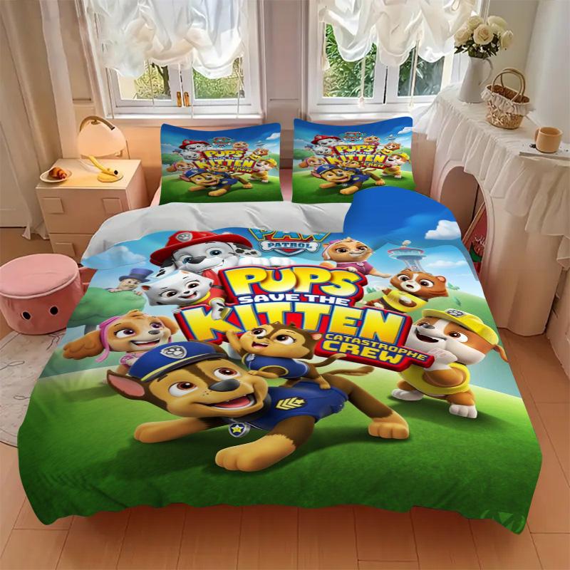 Pups Rescue Kitten Crew Print 3Pcs Bedding Setduvet Cover With 2 Bedropillowcase Home Birthday Gift