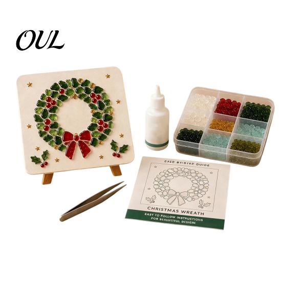 Mosaic Art Kit Christmas DIY Kit, Faux Sea Glass Craft Santa Weekend Project Claus Snowman Crafting for Adults Beginners, Handmade Festive Decor