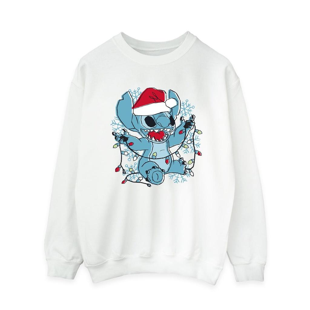 Disney Womens/Ladies Lilo And Stitch Christmas Lights Sketch Sweatshirt