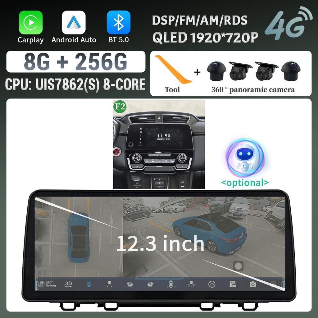 12,3-дюймовый автомобильный радиоприемник мультимедиа для HONDA CRV 2017-2022 Android мультимедиа беспроводной Android Carplay навигация 4G GPS головное устройство экран