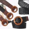 Vintage Casual Bohemian Wide Belt Ladies Dress Cummerbands Wooden Buckle Waistband Weave Waist Band
