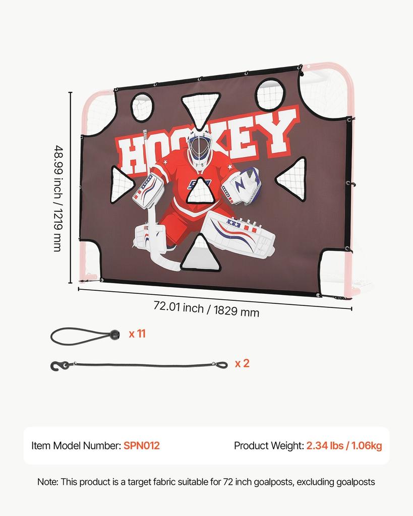 Street Hockey Goalie Shooting Target, Shooter Tutor Ice Hockey Goal Practice Target, Tear-proof Premium Net with 11 Holes, Easy Attach Targets,