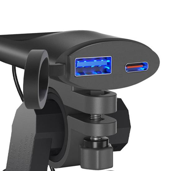 Зарядное устройство для мотоцикла с расширительным креплением для зеркала заднего вида, быстрая зарядка, PD USB, высокая мощность, 12–24 В, универсальный адаптер для зарядки телефона, квадроцикла, трехколесного велосипеда