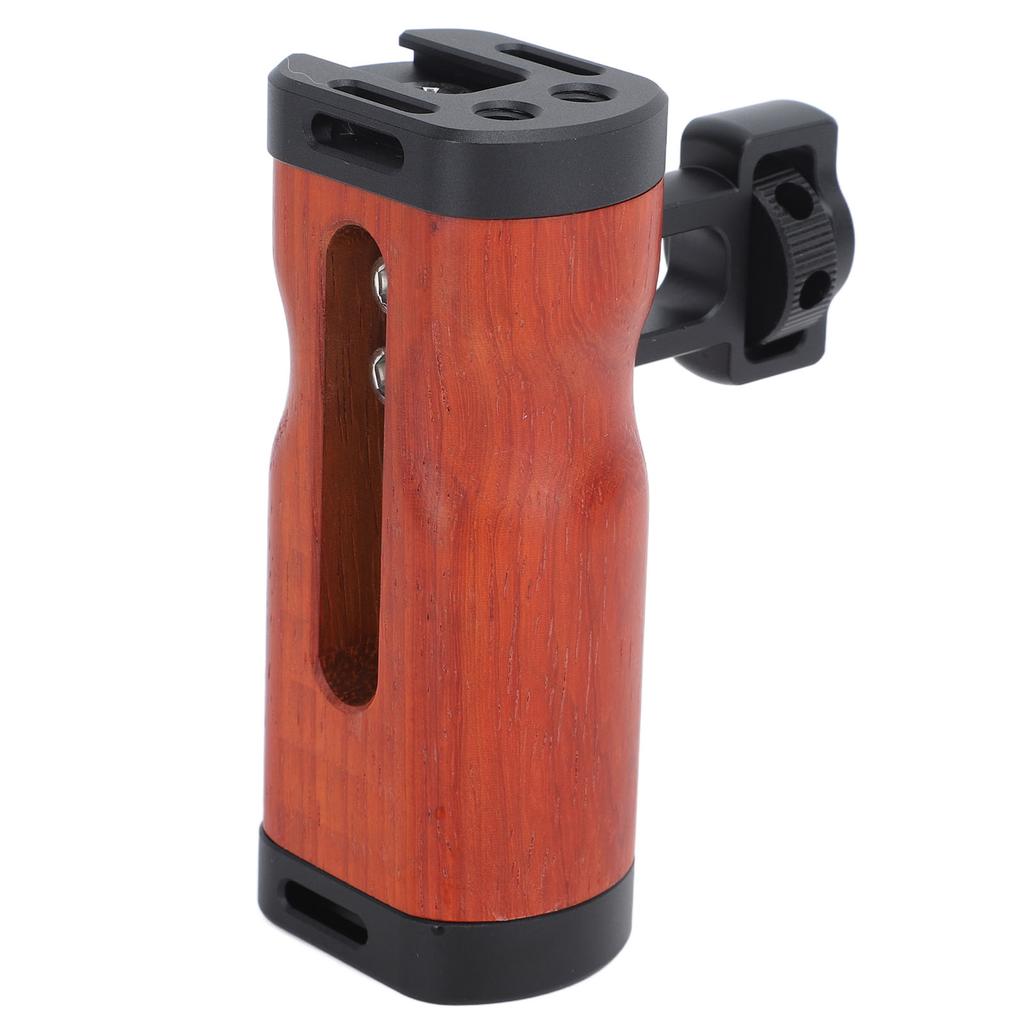 Universial Camera Cage Left Right Side Handle Side Wooden Handle Grip with Cold Shoe Mount 14 Inch