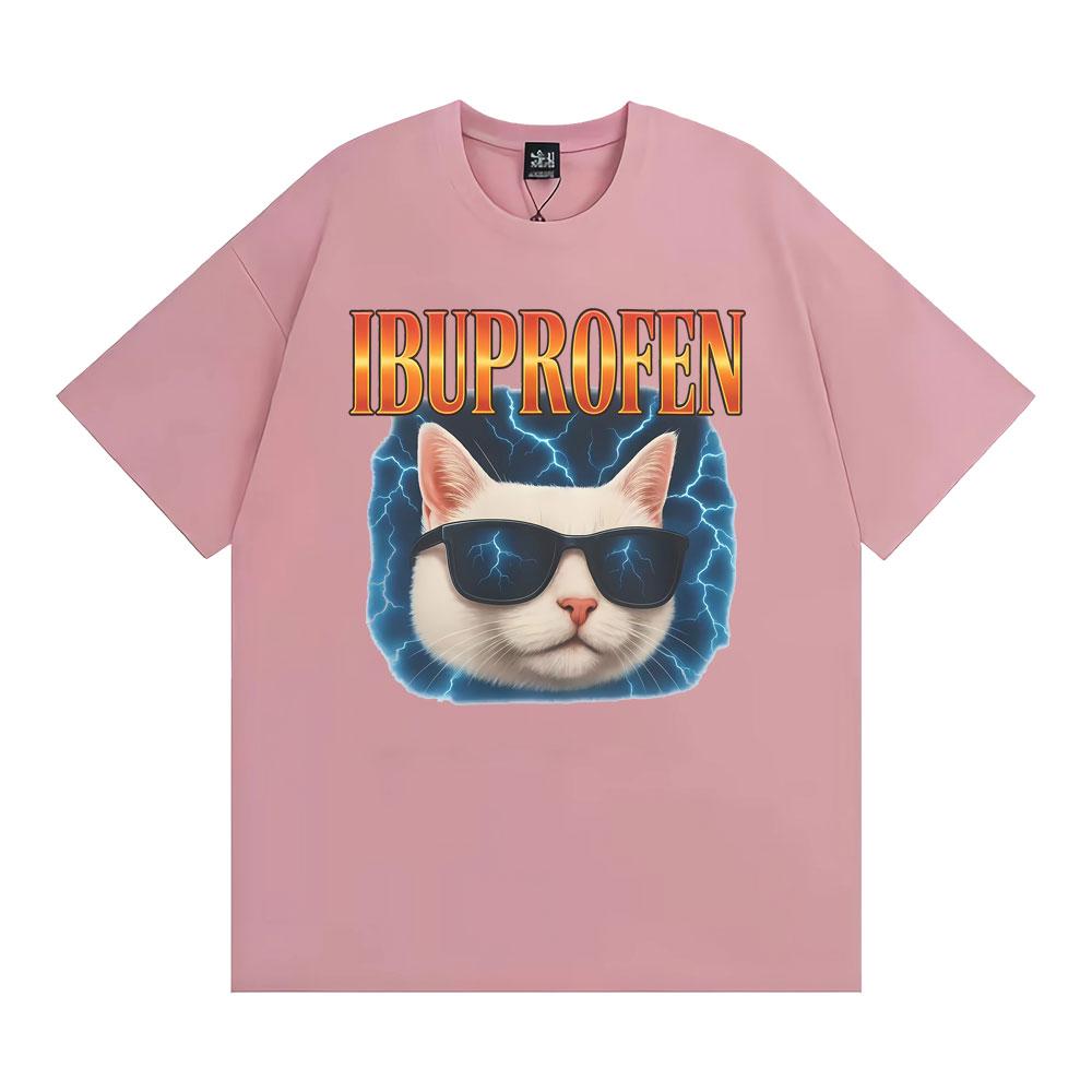 ИБУПРОФЕН Смешные Молния Dank Кот Мем Футболки Унисекс Одежда Мода Уличная Мода Футболка Летние Топы Свободные 100% Хлопок Футболка