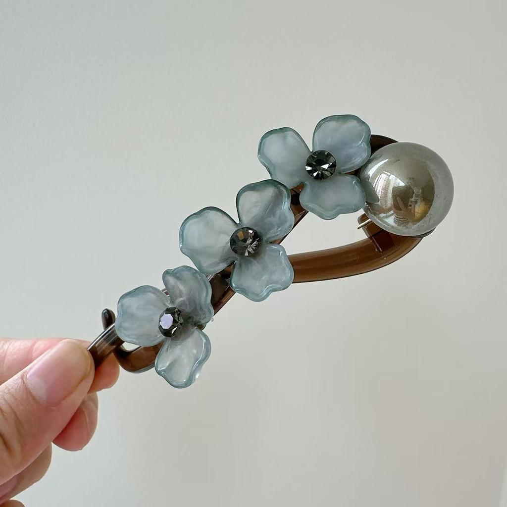 Элегантная заколка для волос с цветком для женщин и девушек, простая однотонная пластиковая заколка-твистер на одно слово, заколка-акула, аксессуары для головных уборов