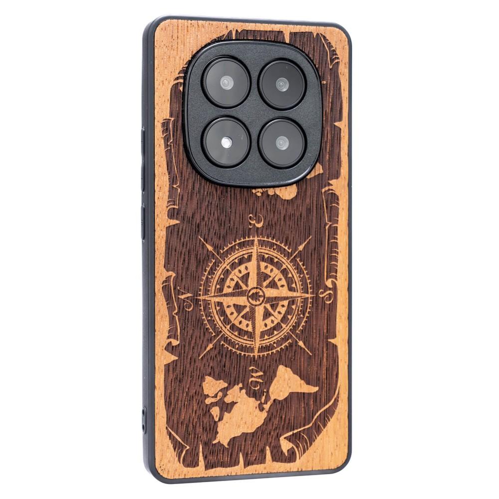 Bewood Wooden Case for Xiaomi Redmi Note 14 Pro 5G Wind Rose Merbau