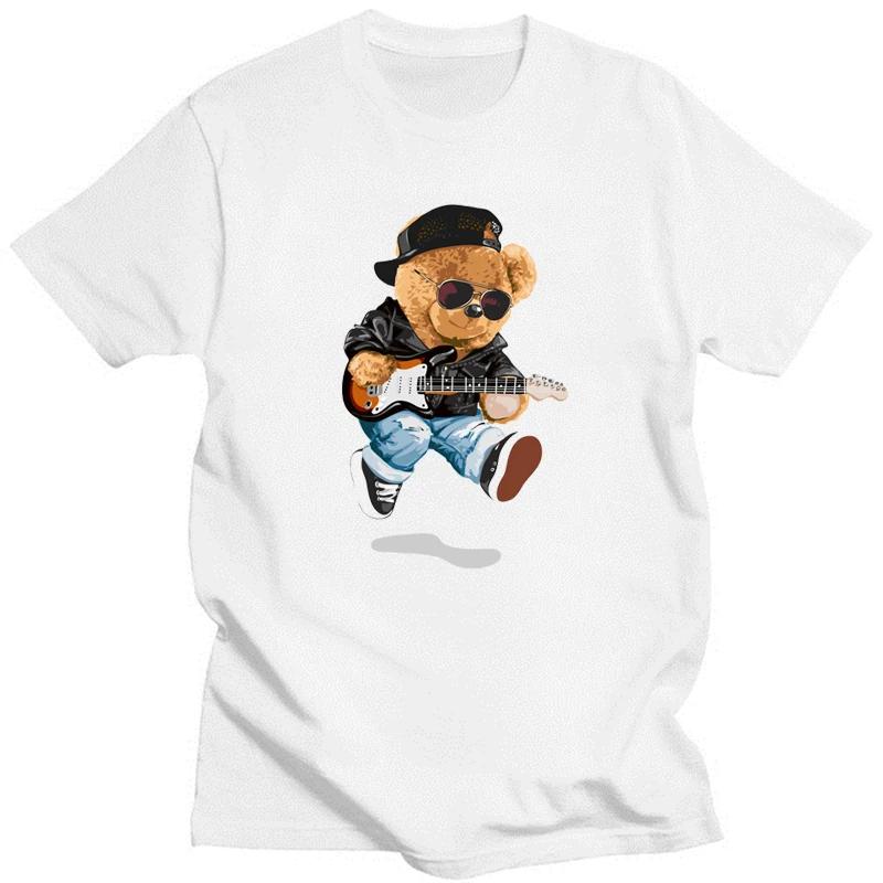 Teddy Bear Playing Badminton Tshirt Exercise Clothing Short Sleeve Tops Graphics Kawaii Unisex Women Short Sleeve Printed Shirt Top