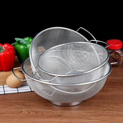 1pc Stainless Steel Colander With Double Handle Food Pasta Strainer Basket With Self-draining Solid Ring Base Fine Mesh Filter6